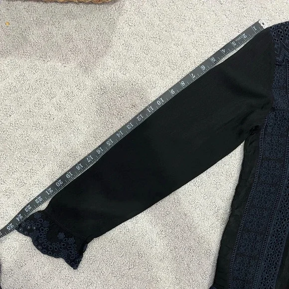 Johnny Was | Embroidered Black and Navy Blouse | Size: XS - Picture 3 of 12